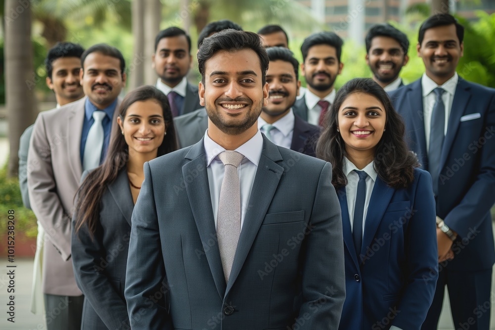 Group of Asian business professionals standing together in a park. Corporate employees in suits and casual wear pose for a photo. Serious expressions. Lush greenery and buildings in background. Group of Asian business professionals standing together in a park. Corporate employees in suits and casual wear pose for a photo. Serious expressions. Lush greenery and buildings in background.