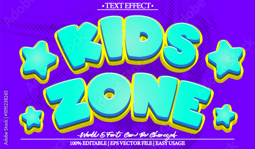 Kids Zone Vector Text Effect Editable Alphabet Fun Child Kinder Playful
