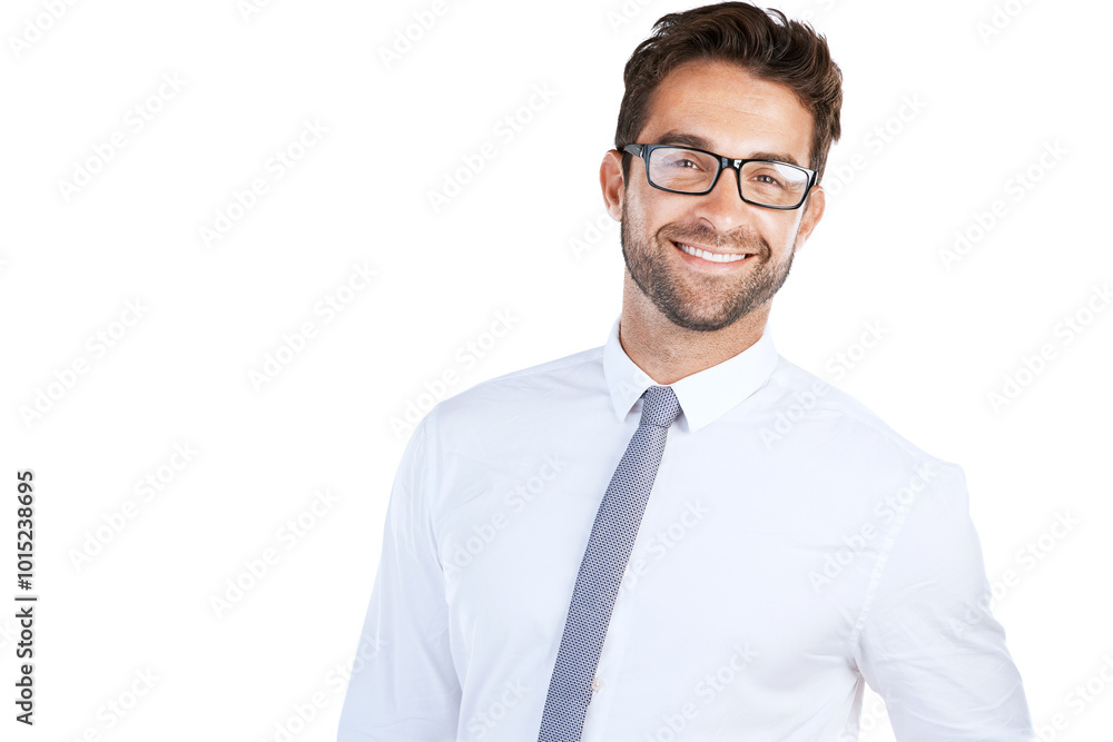 Studio, career and businessman in portrait for ambition, corporate project and pride with smile. Positive, salesperson and happy with confidence by mockup space, professional and white background Studio, career and businessman in portrait for ambition, corporate project and pride with smile. Positive, salesperson and happy with confidence by mockup space, professional and white background