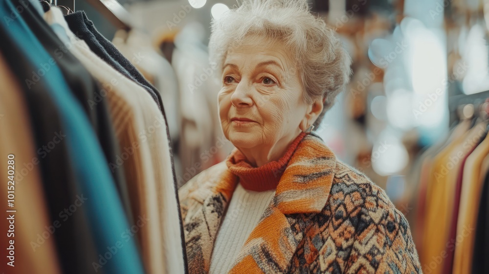 Elderly Woman Shopping for Clothes Elderly Woman Shopping for Clothes