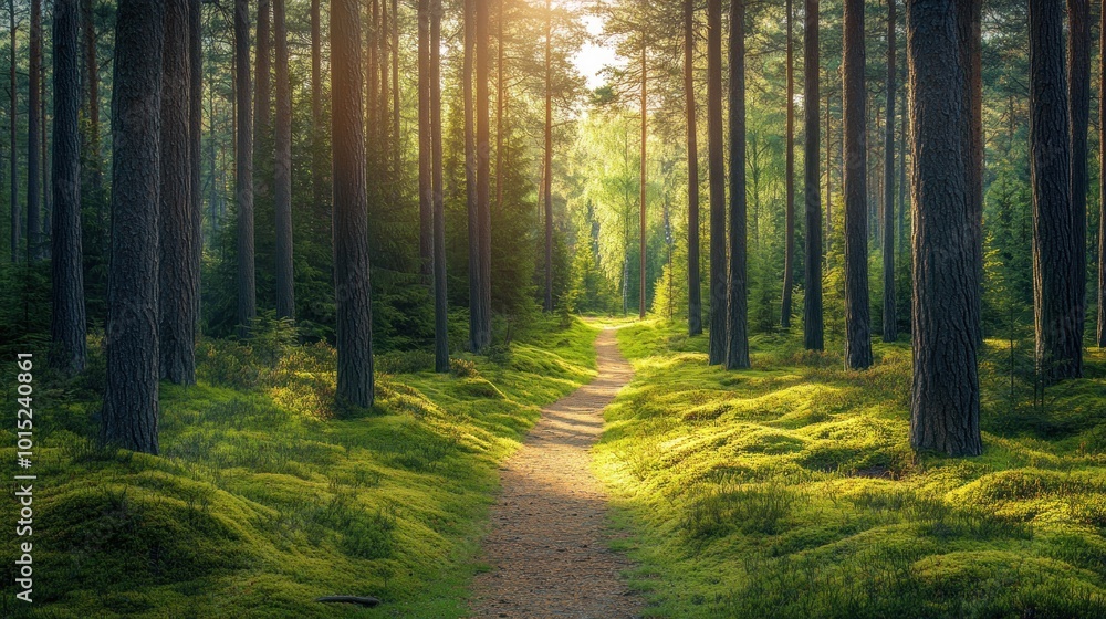 Sunlit Path in a Lush Forest Sunlit Path in a Lush Forest