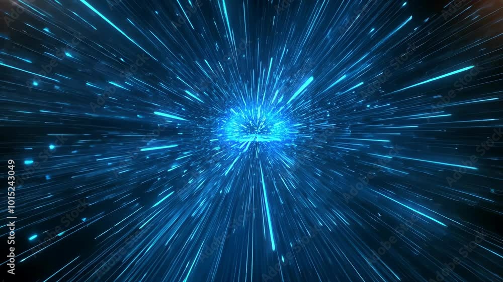A blue abstract light pattern appears to be traveling through space, creating a sense of speed and movement A blue abstract light pattern appears to be traveling through space, creating a sense of speed and movement