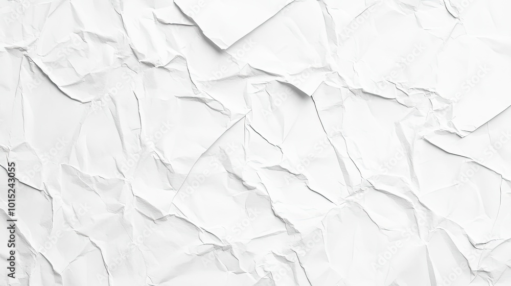 Fototapeta premium Close-up of a crumpled white paper texture.
