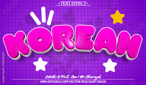 Korean Vector Text Effect Editable Alphabet Purple Japanese Manga Anime Kawai