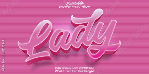 Lady Vector Text Effect Editable Alphabet Pink Woman Girl Beauty Elegant Modern