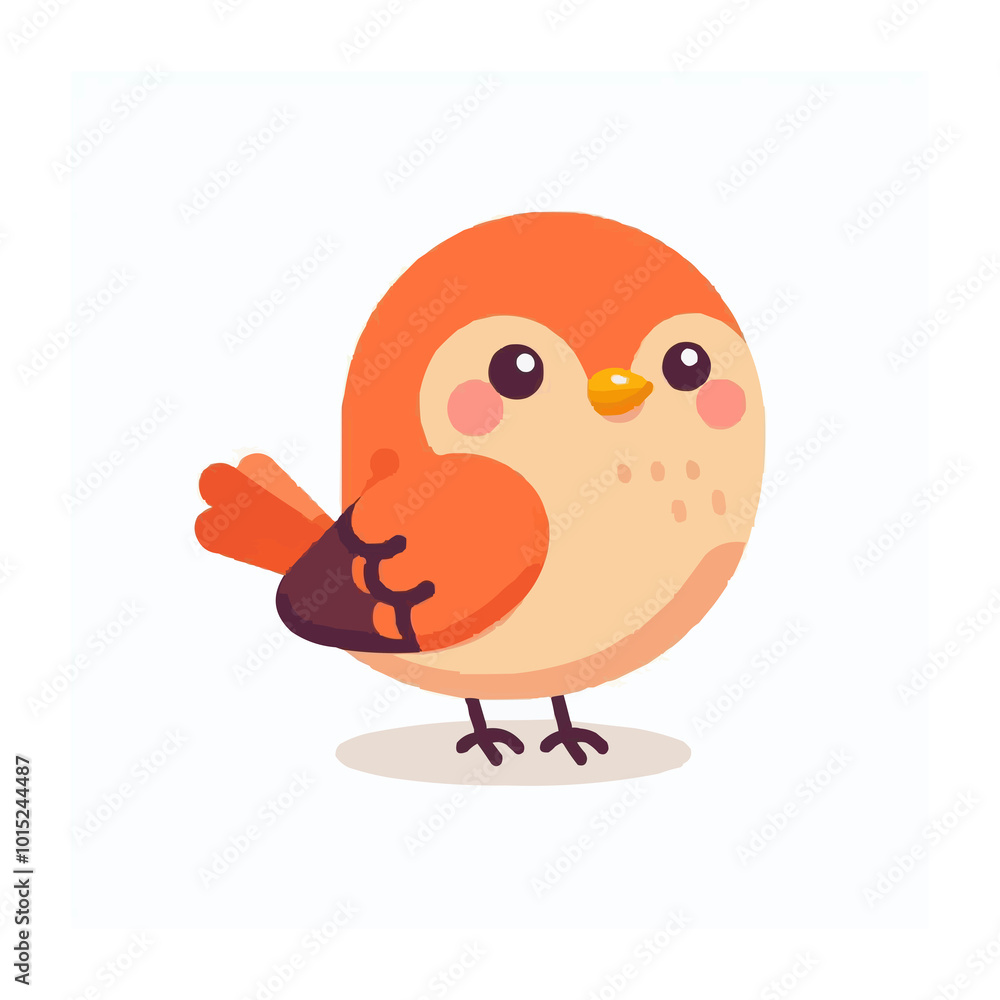 Cute Bird Vector Illustration in the Spring Animals Theme on White Background Cute Bird Vector Illustration in the Spring Animals Theme on White Background