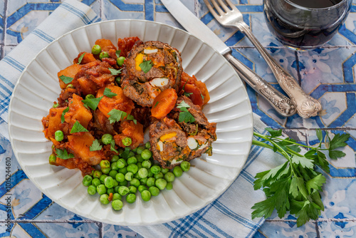 Bragioli - traditional Maltese beef olives or stuffed beef rolls photo