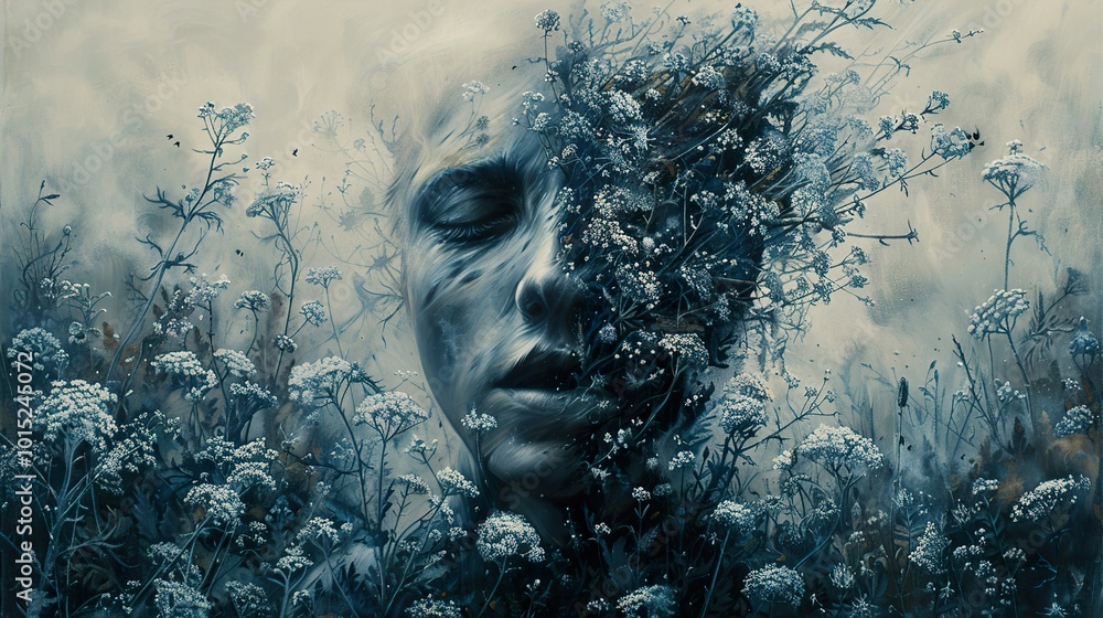 Surreal Dream: Woman Emerging from Flowers Surreal Dream: Woman Emerging from Flowers