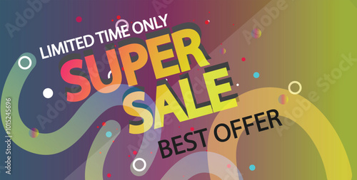 Vector colorful illustration modern super sale banner template design, Big sales special offers. End of season party background design