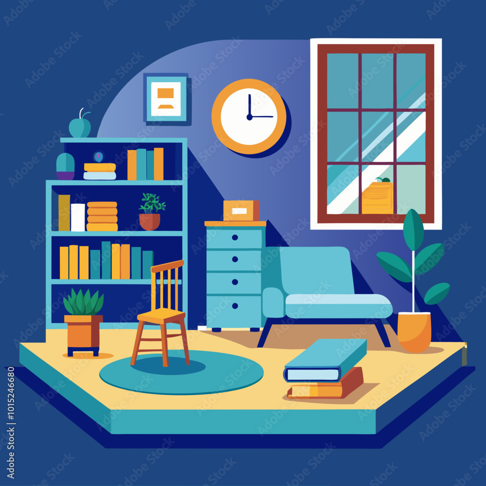 illustration of a bedroom with a window illustration of a bedroom with a window