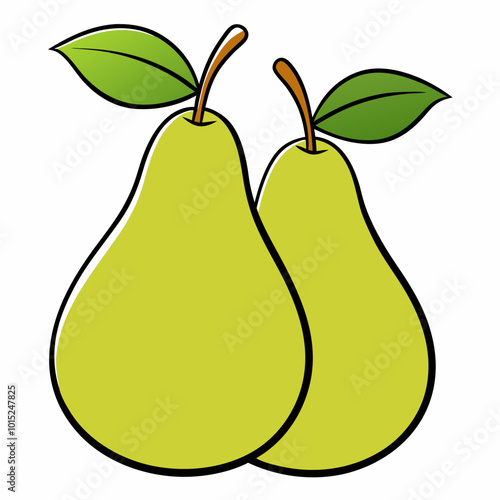 pear, fruit, food, isolated, green, ripe, healthy, fresh, white, organic, leaf, juicy, sweet, yellow, vector, diet, vegetarian, illustration, nature, eating, freshness, pears, health, object, nutritio