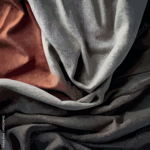 background with crumpled fabrics.Created with Generative AI technology.