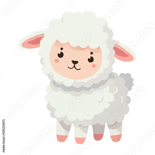 Cute Sheep Vector Illustration in the Spring Animals Theme on White Background