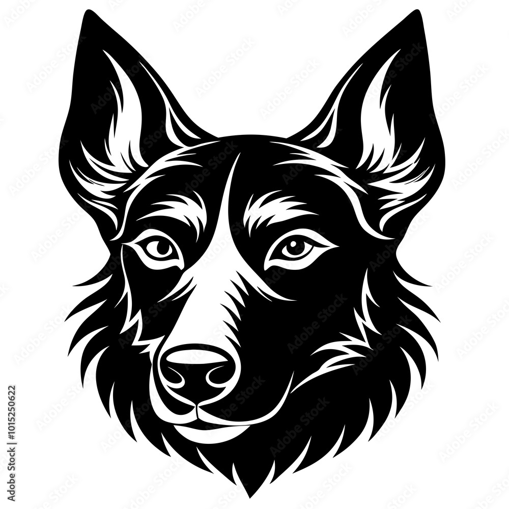 illustration of a dog head silhouette illustration of a dog head silhouette