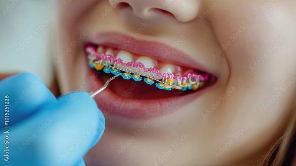 Fototapeta premium Close-up of a Smile with Colorful Braces