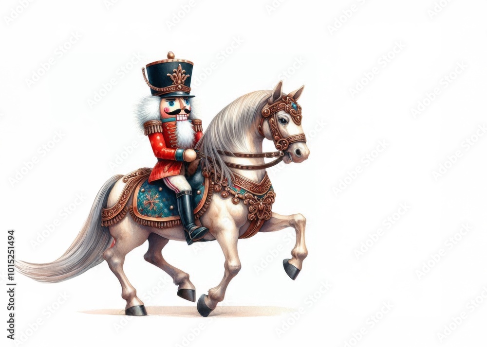 Traditioneller Nussknacker in Uniform auf dem Pferd, weißer Hintergrund. Passt perfekt zu festlichen Anlässen und für die Weihnachtskarte, Platz für Text, generative KI
Traditioneller Nussknacker in Uniform auf dem Pferd, weißer Hintergrund. Passt perfekt zu festlichen Anlässen und für die Weihnachtskarte, Platz für Text, generative KI