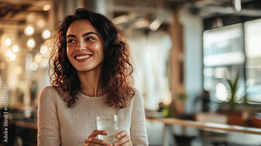 Smiling Woman with a Drink Smiling Woman with a Drink