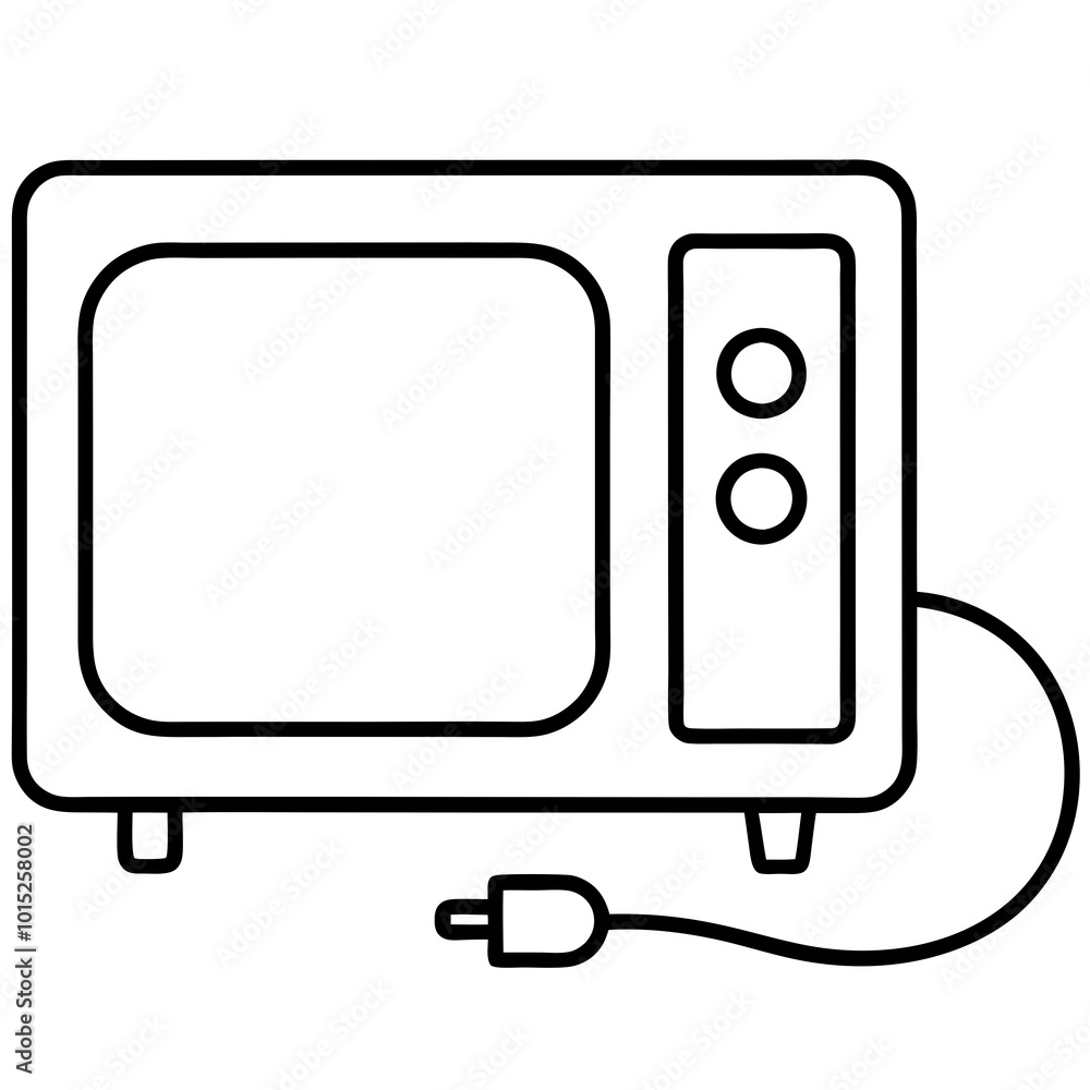 Microwave oven with a power cord line art vector Microwave oven with a power cord line art vector