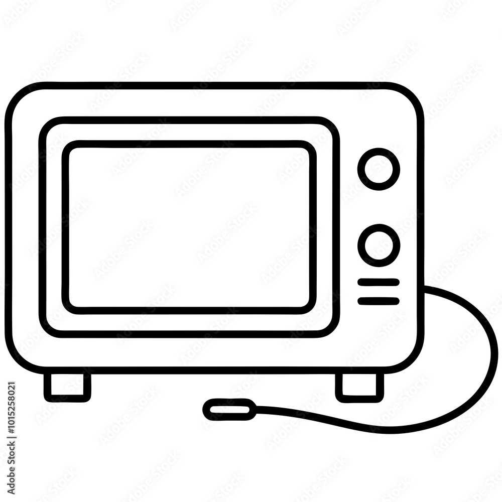 Microwave oven with a power cord line art vector Microwave oven with a power cord line art vector