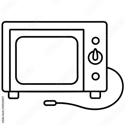 Microwave oven with a power cord line art vector