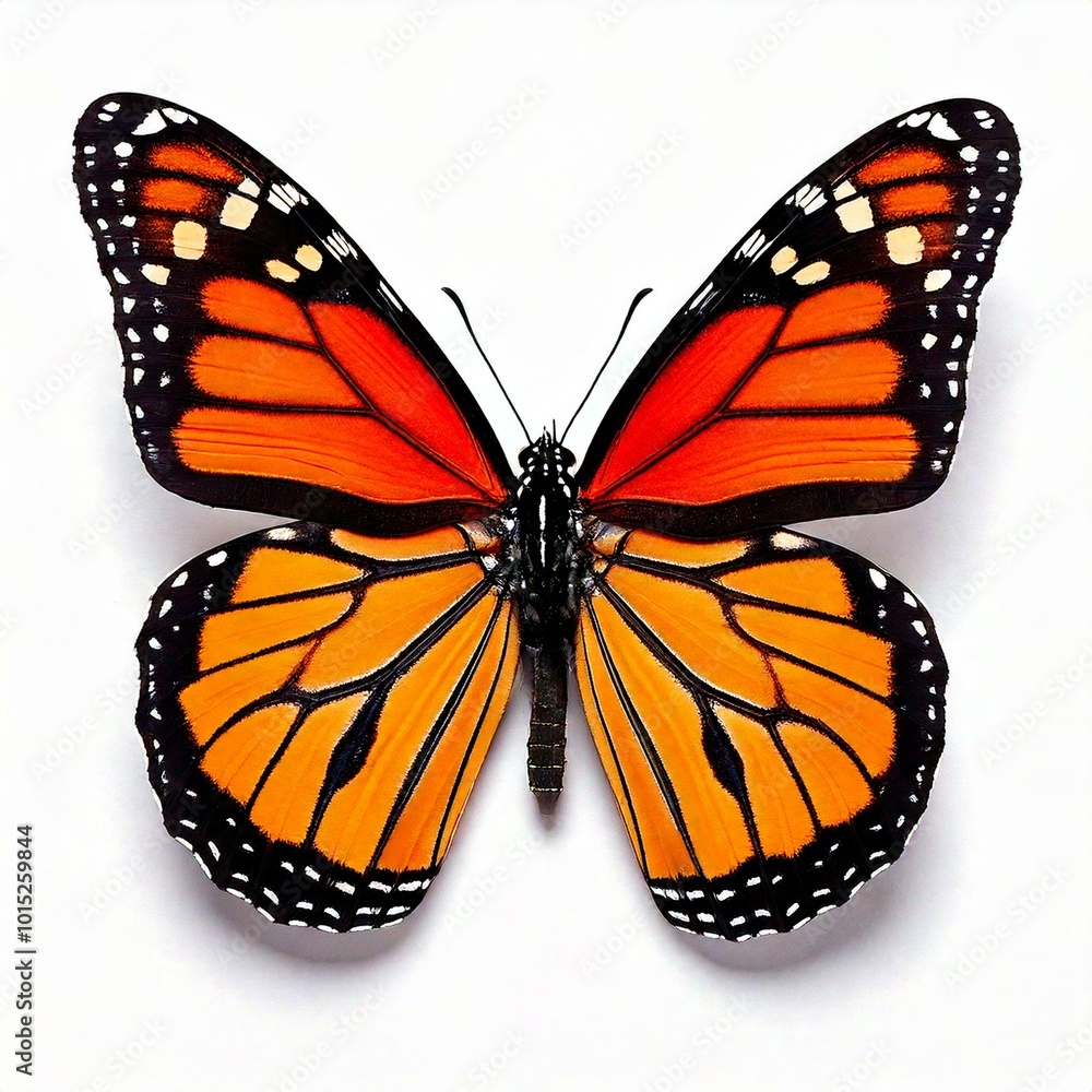 Fototapeta premium Monarch Butterfly (Danaus Plexippus) Isolated on White, Top View