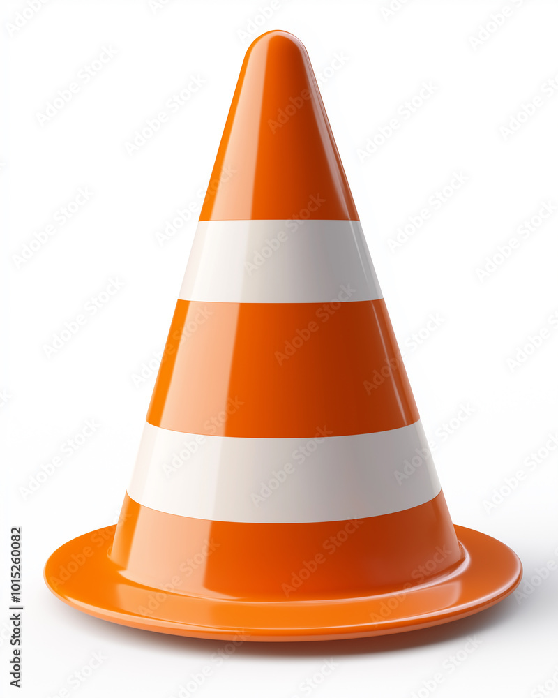 A 2D street cone that is orange and white on a white background A 2D street cone that is orange and white on a white background