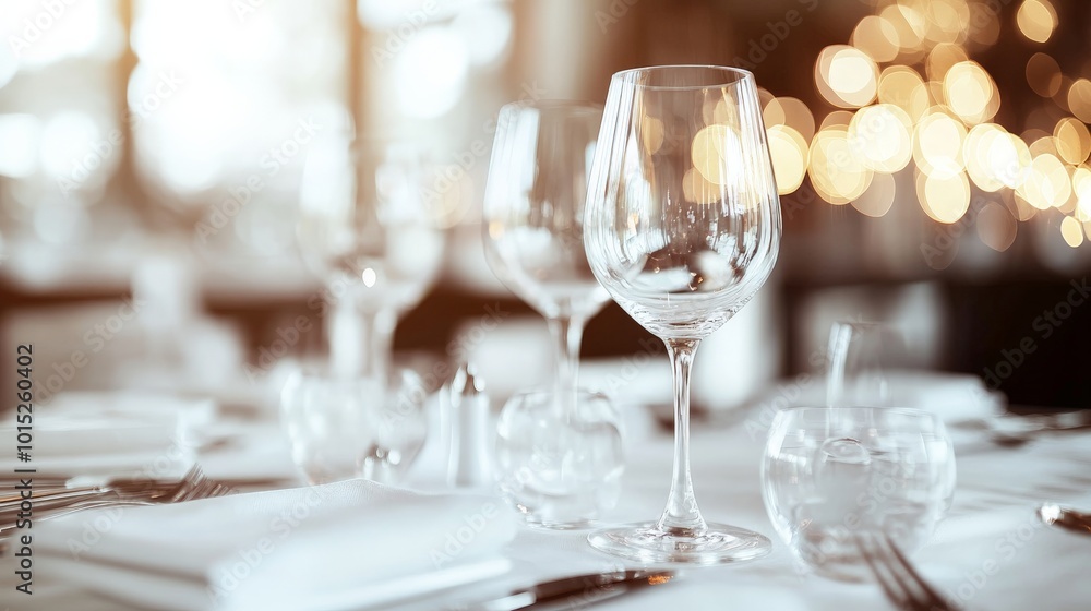 Elegant Dinner Setting with Sparkling Lights Elegant Dinner Setting with Sparkling Lights