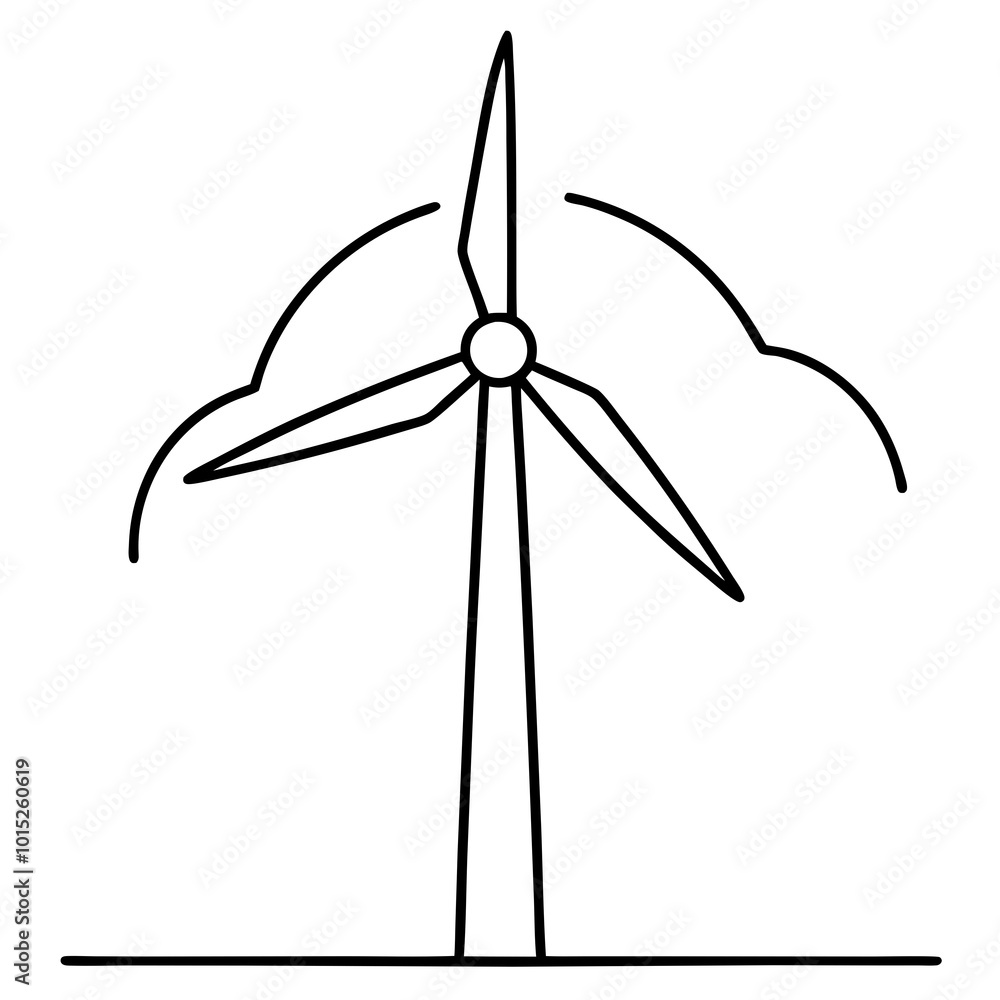 Wind turbine line art vector Wind turbine line art vector