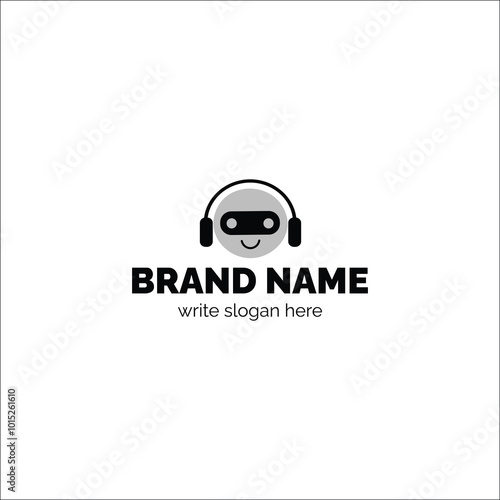 Robot call centre ai logo template design vector