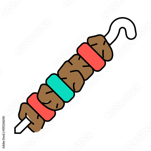 shashlik bbq fried meat line icon vector. shashlik bbq fried meat sign. isolated symbol illustration