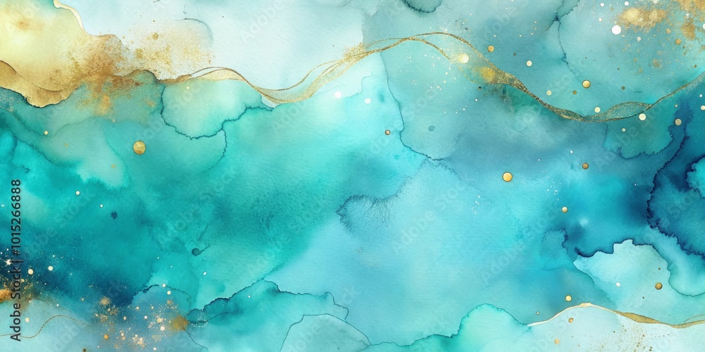 Abstract turquoise marble background with gold veins Abstract turquoise marble background with gold veins