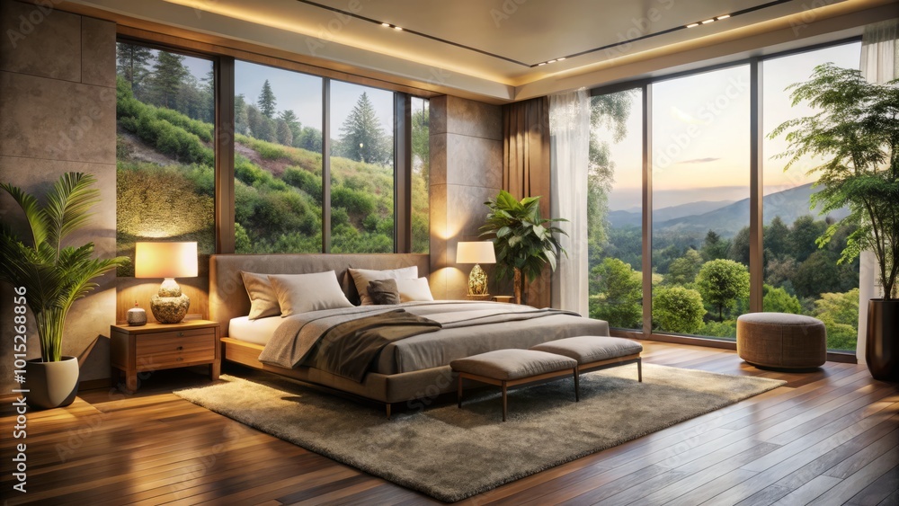 Embrace calming interior design with cozy bedroom furniture that fosters relaxation, crafting a soothing escape for rejuvenating sleep and peaceful Embrace calming interior design with cozy bedroom furniture that fosters relaxation, crafting a soothing escape for rejuvenating sleep and peaceful