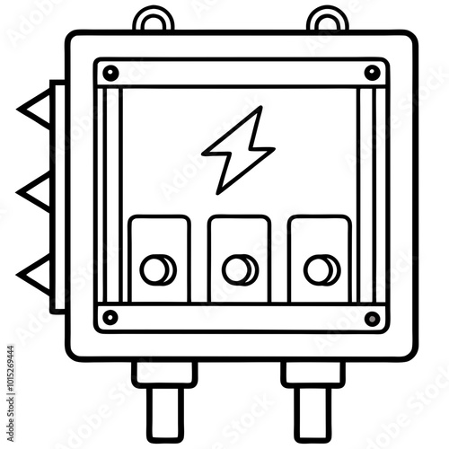 Electric circuit breaker panel line art vector