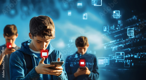 Cyberbullying and Online Crime Targeting Children: highlighting the dangers of internet abuse, harassment,  cyber threats. Focus on child safety, emotional impact, and the need for online protection