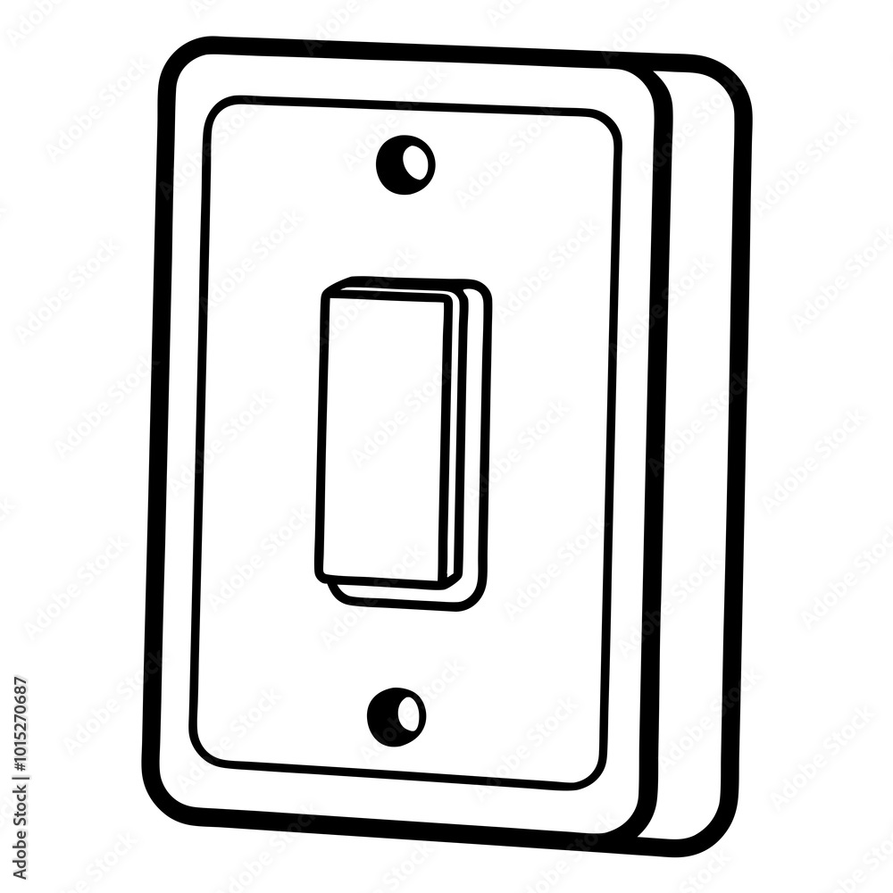 Wall-mounted light switch line art vector Wall-mounted light switch line art vector