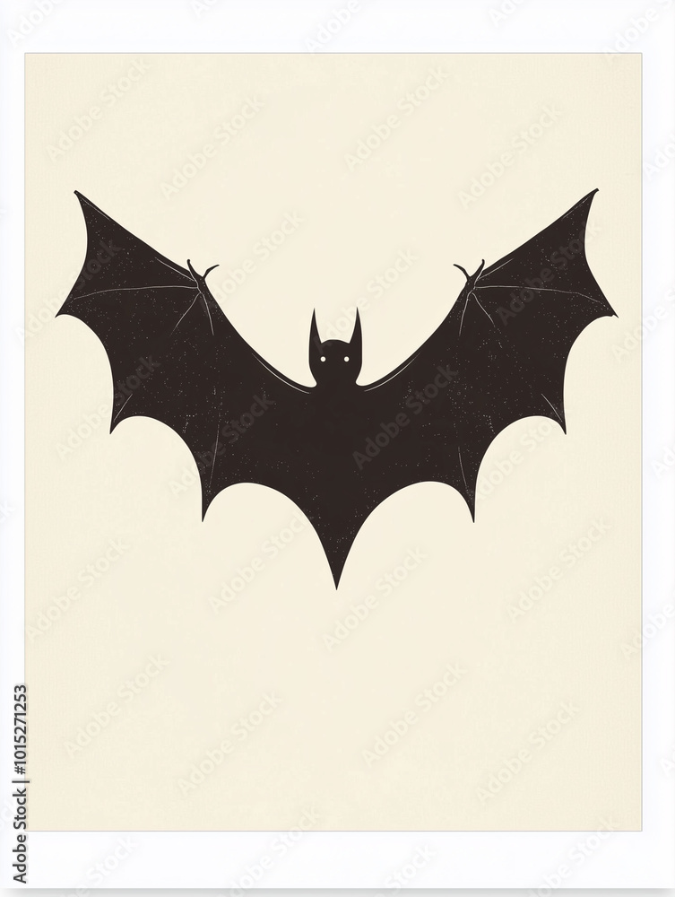 A simple gray bat silhouette on a beige background, featuring a vector illustration.Minimal creative Halloween holiday concept.Copy space,flat lay A simple gray bat silhouette on a beige background, featuring a vector illustration.Minimal creative Halloween holiday concept.Copy space,flat lay