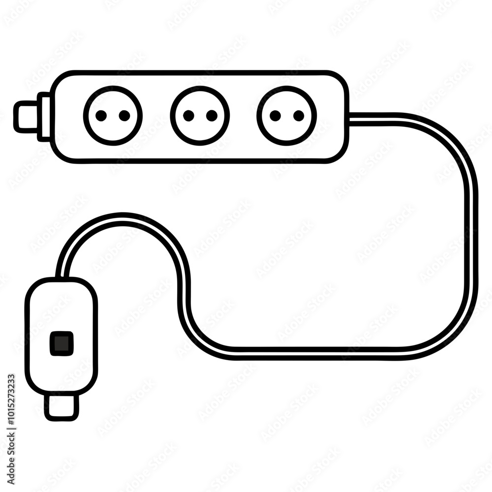 Power strip with multiple sockets line art vector Power strip with multiple sockets line art vector