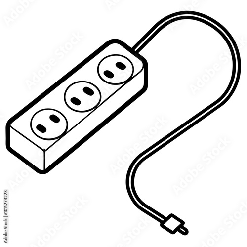 Power strip with multiple sockets line art vector