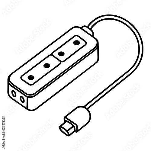 Power strip with multiple sockets line art vector