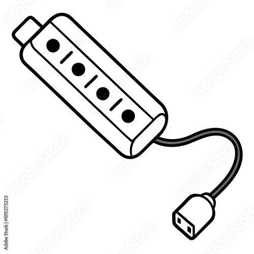 Power strip with multiple sockets line art vector
