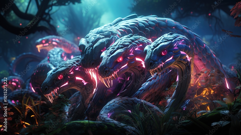 Glowing Serpents in the Night Forest Glowing Serpents in the Night Forest