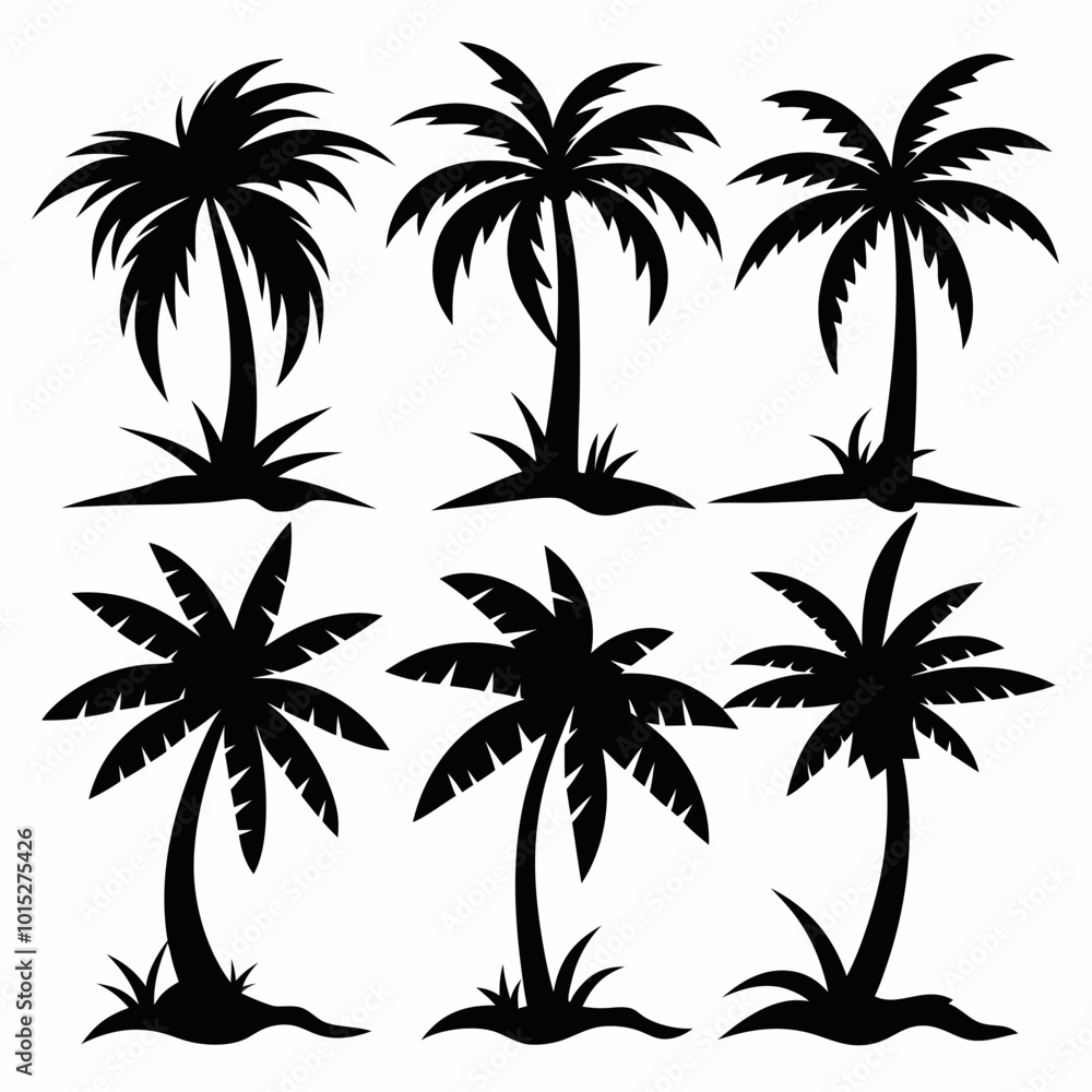 A Collection 6 palm tree silhouette vector illustration A Collection 6 palm tree silhouette vector illustration