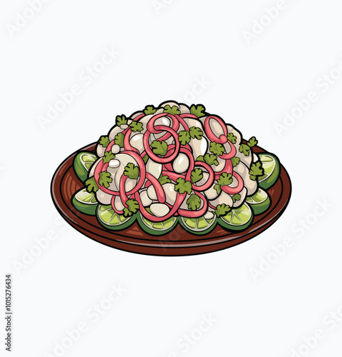 Ceviche cartoon style vector illustration