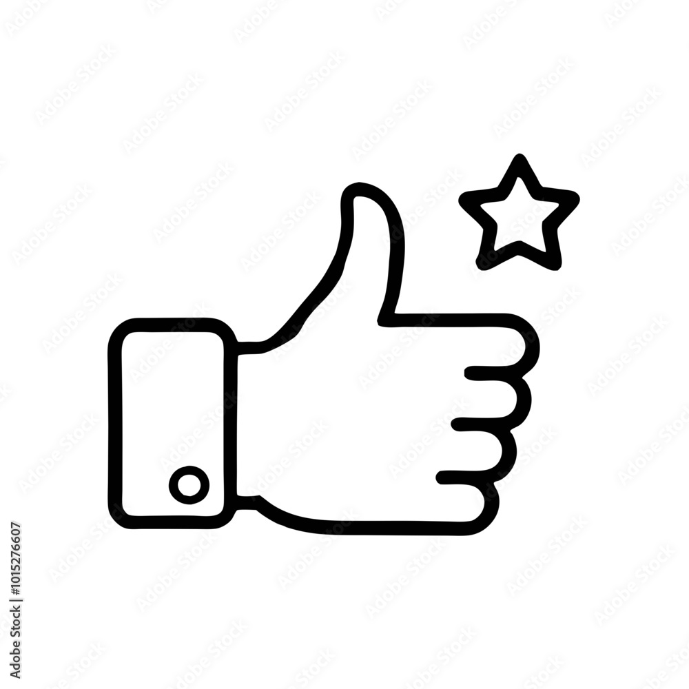 Thumbs up gesture illustration with a star icon Thumbs up gesture illustration with a star icon