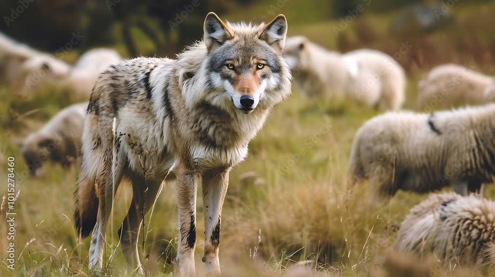 A grey wolf, Canis lupus, in the Scottish Highlands A grey wolf, Canis lupus, in the Scottish Highlands