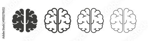 Brain liner icon vector set.