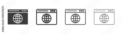 Browser liner icon vector set.