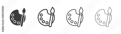 Brush and Palette liner icon vector set.