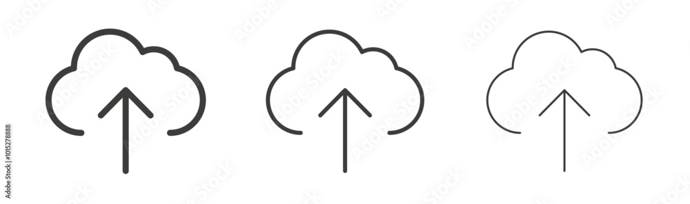 Cloud upload liner icon vector set. Cloud upload liner icon vector set.