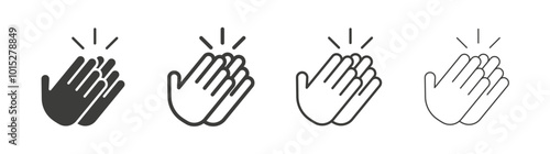 Clap liner icon vector set.